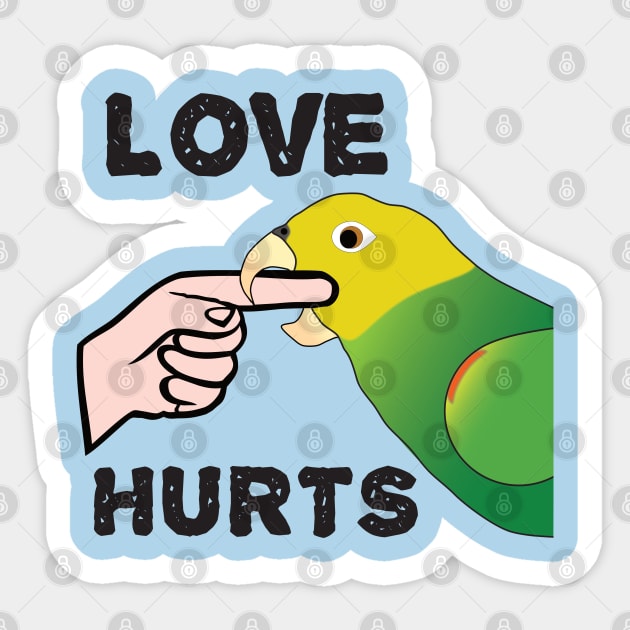Love Hurts - Double Yellow Headed Amazon Parrot Sticker by Einstein Parrot